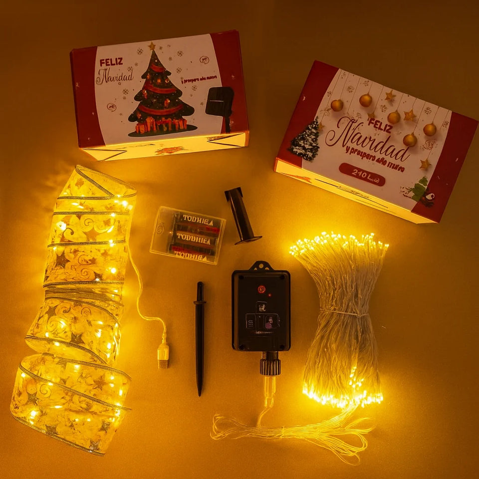 Cortina de Luces LED Solares 3 m + Tira LED Dual